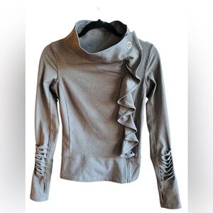 Karma Athletics • San Suu Asymmetrical Ruffle Jacket | Size XS | Color Gray